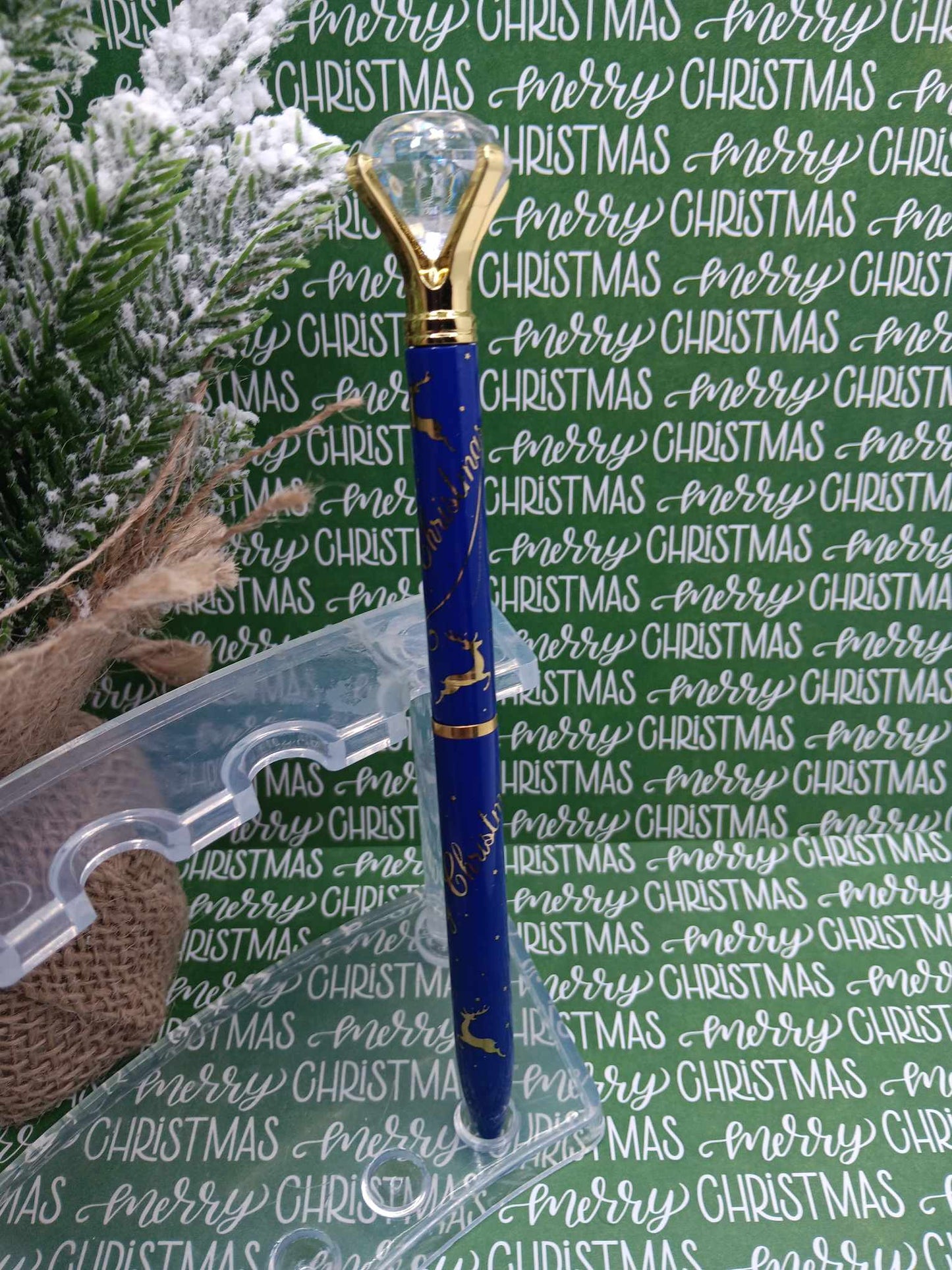 Merry Christmas Diamond Ink Pen - Blue