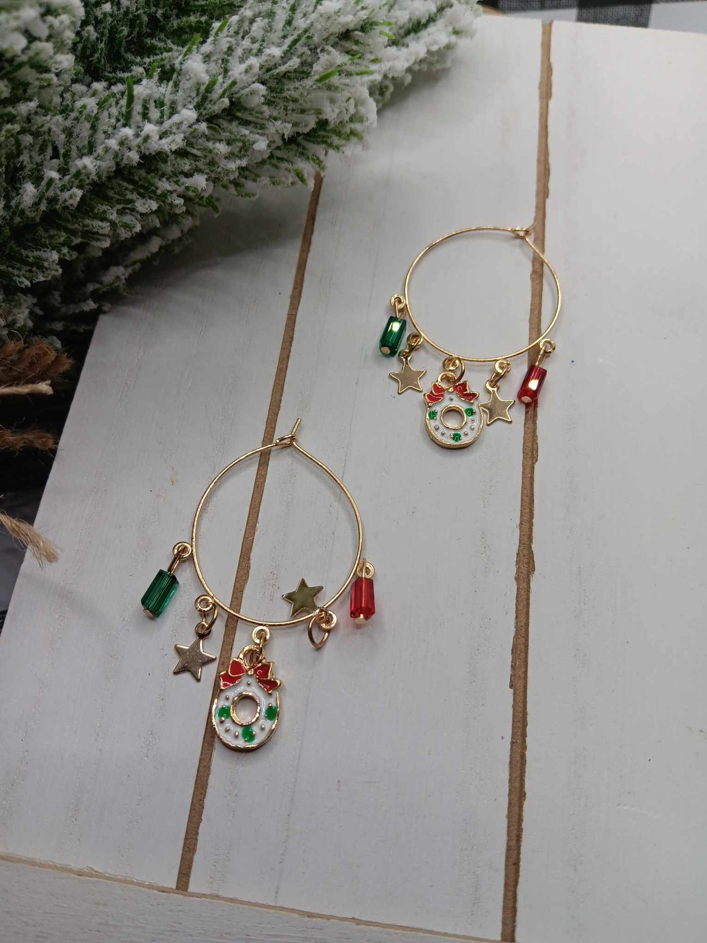 Christmas Dangle Hoop Earrings