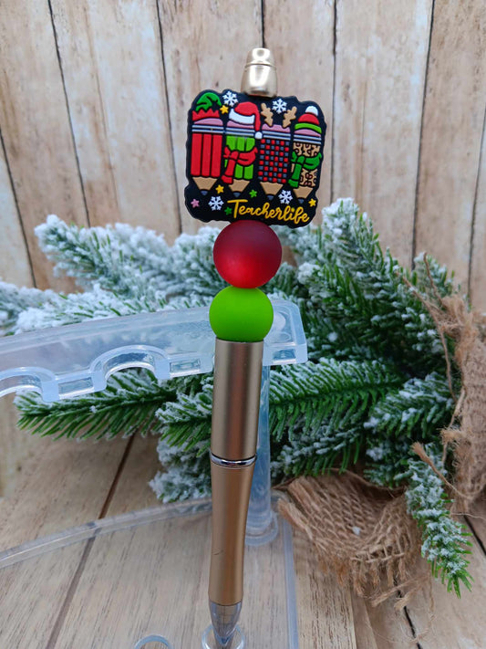 Teacher Life Christmas Beaded Ink Pen