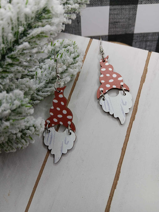 Wooden Gnome Dangle Earrings