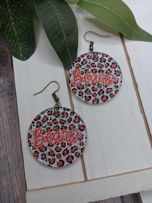 Bears Glitter Earrings - Red