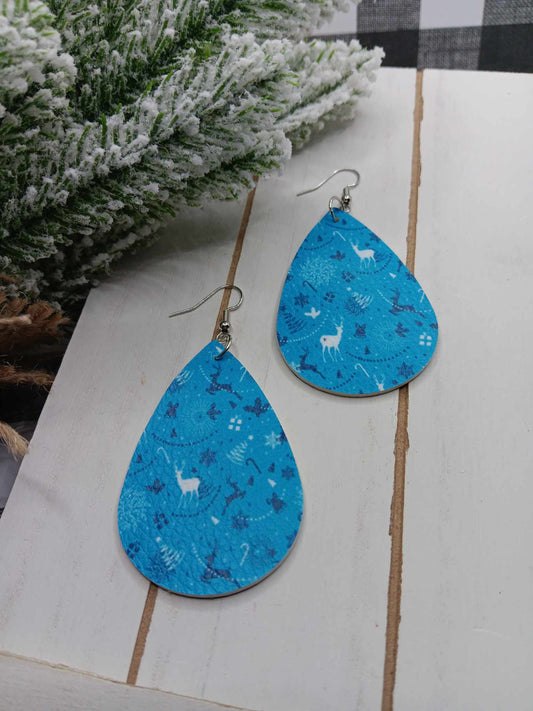 Blue Reindeer Earrings