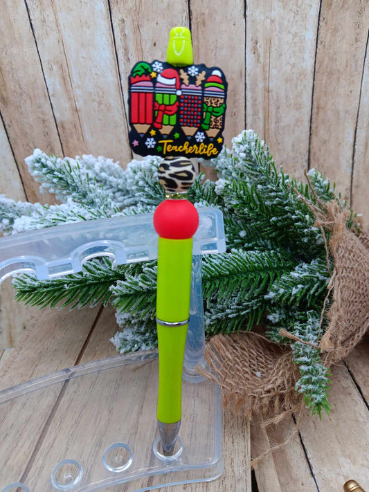 Teacher Life Christmas Beaded Ink Pen