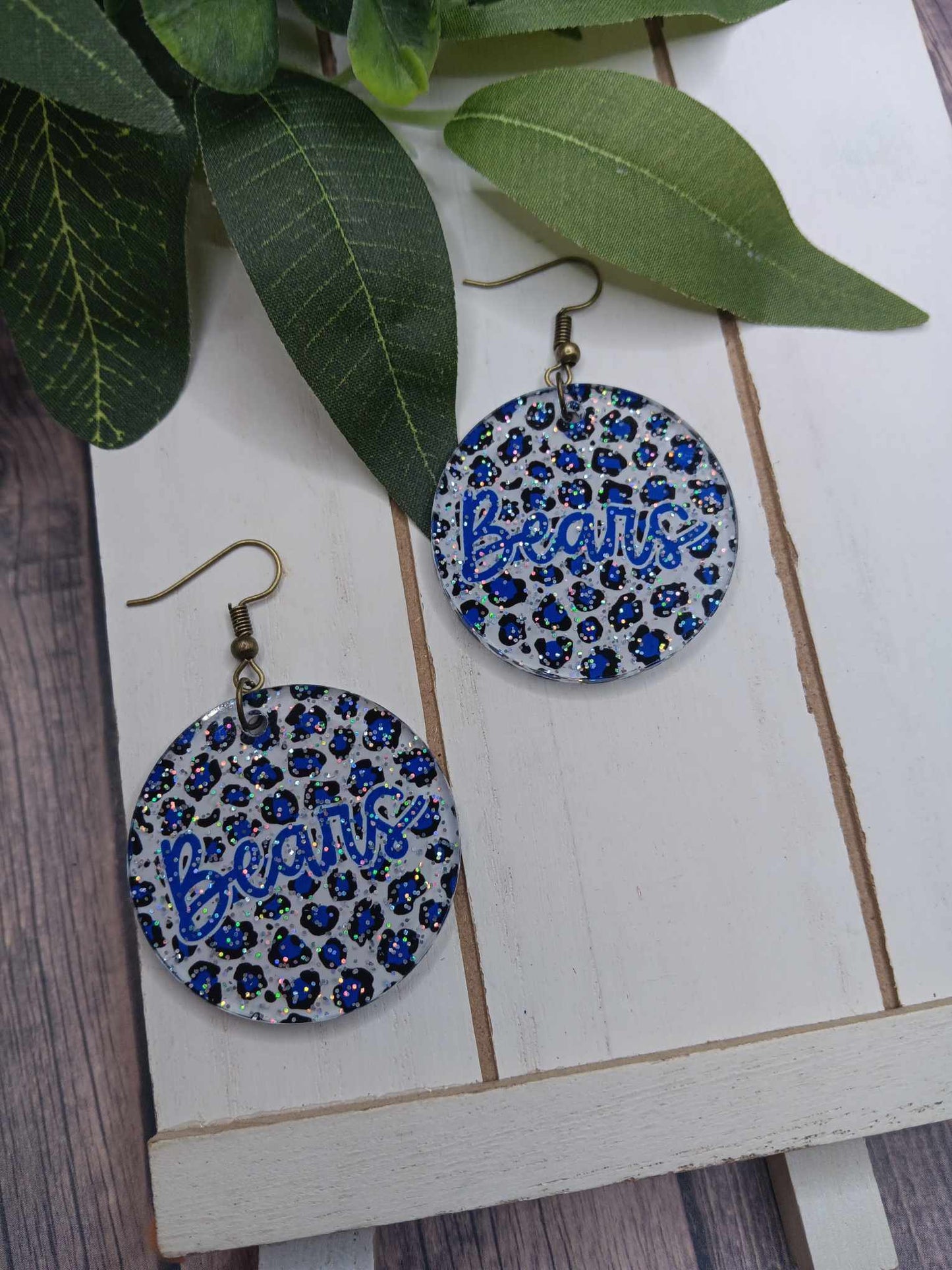 Glitter Bears Earrings - Blue