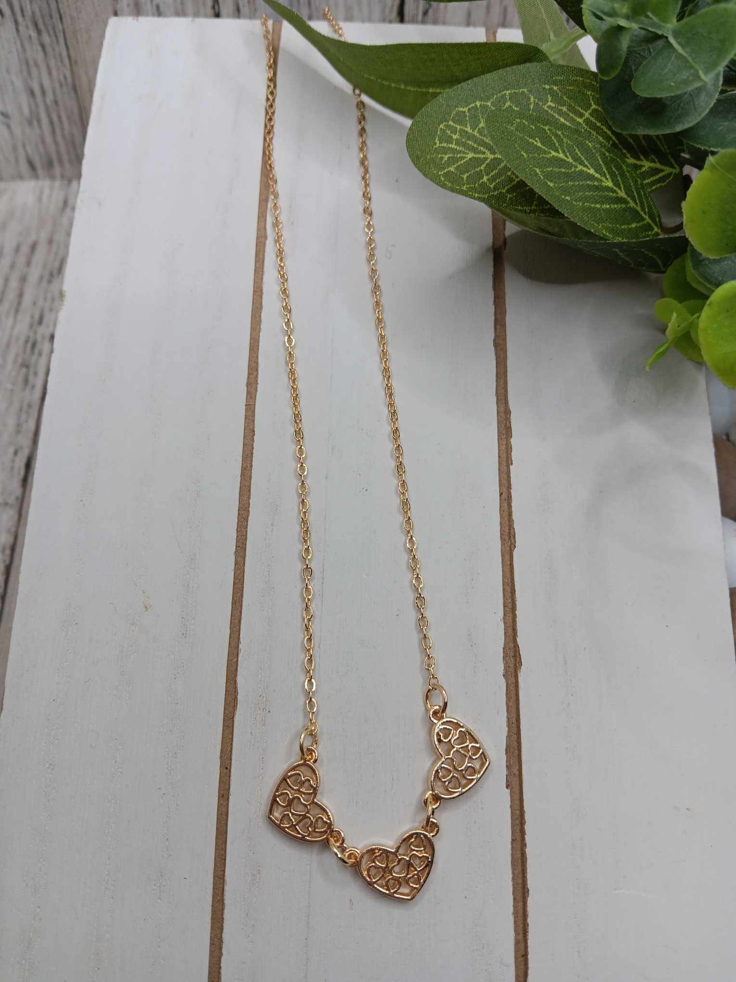 Gold Filigree Heart Necklace