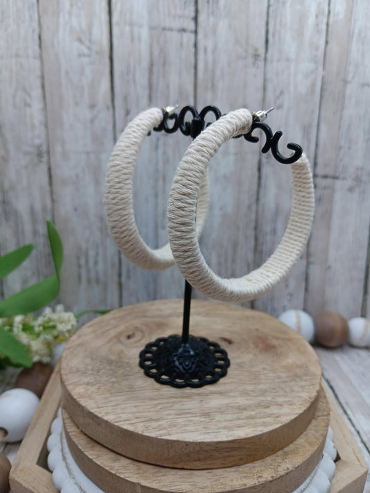 Fabric Wrapped Hoop Earrings