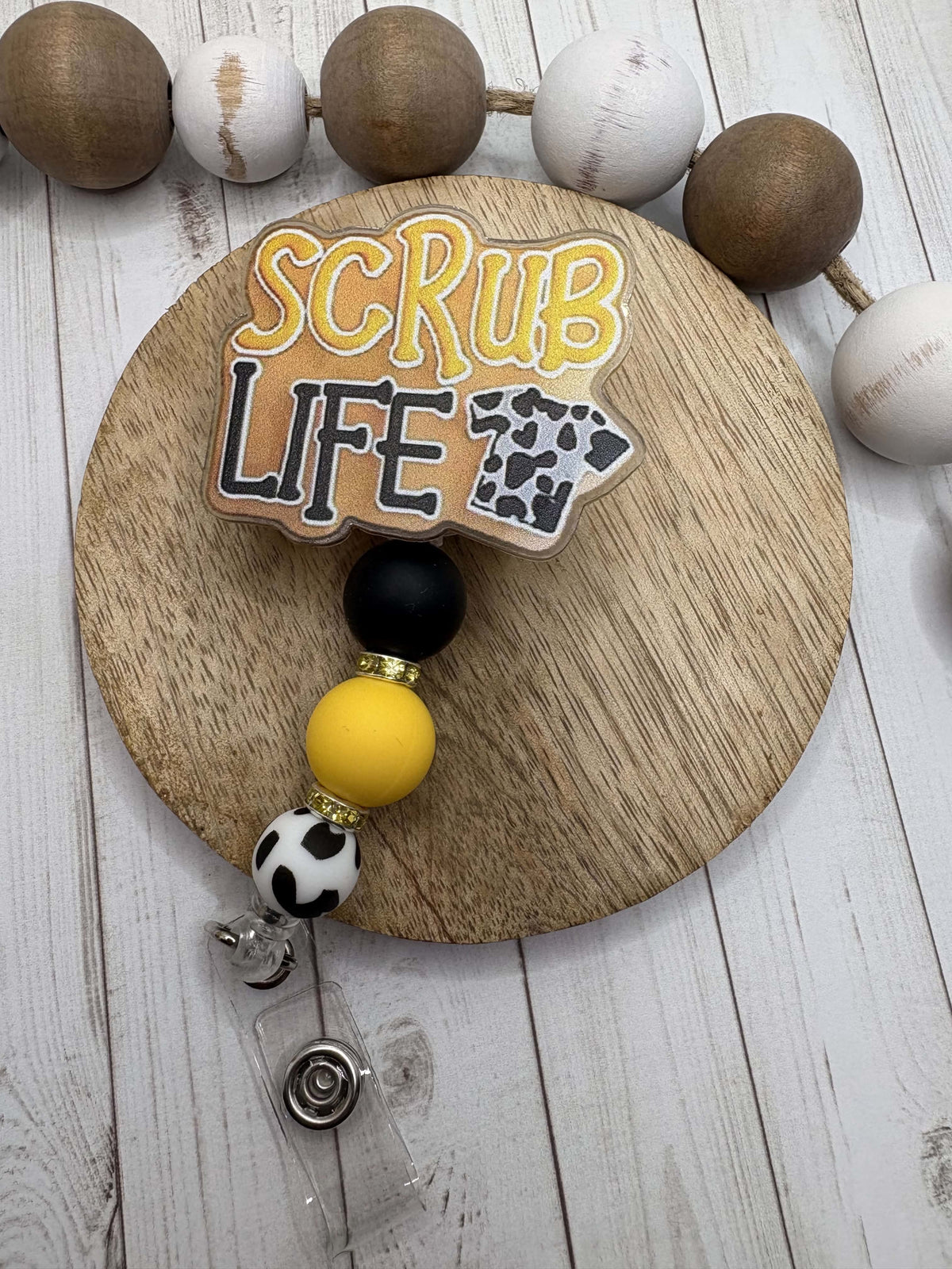 Scrub Life Beaded Badge Reel - Yellow
