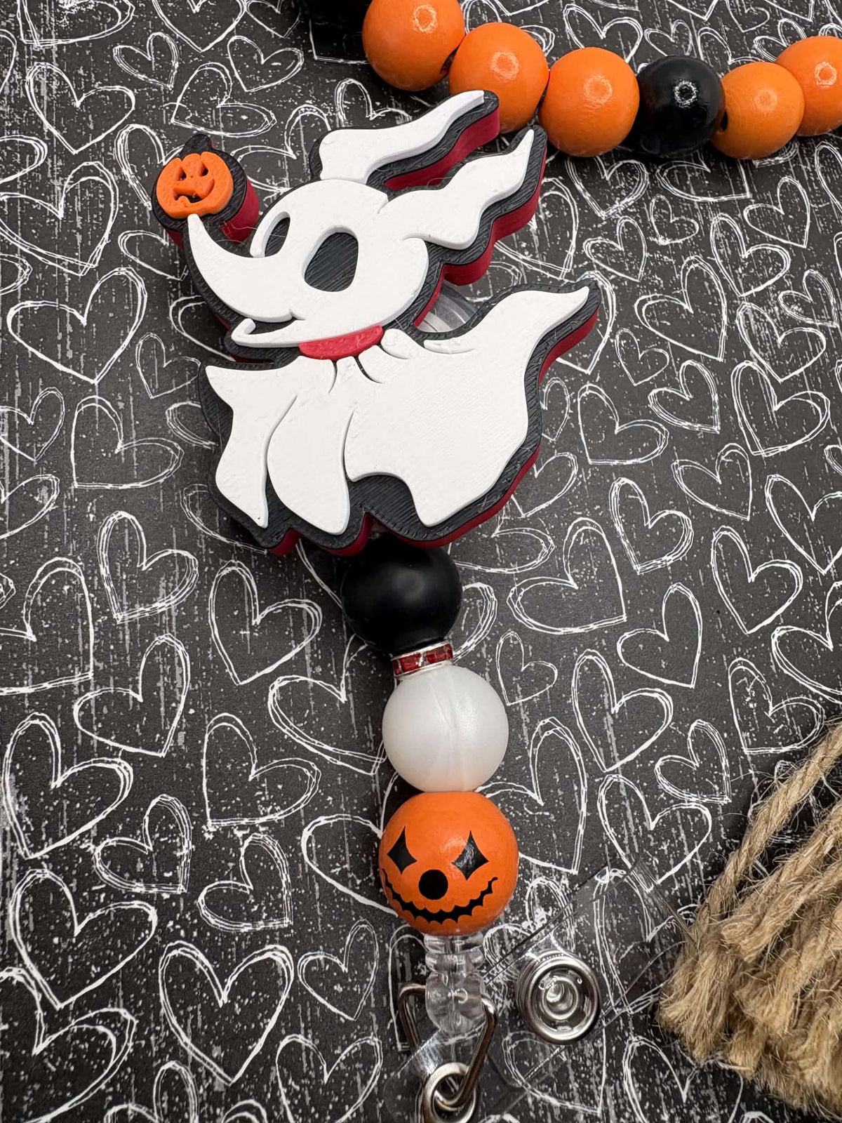 Ghost Dog Beaded Badge Reel