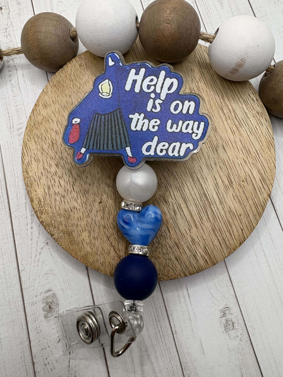 Help is on the way Dear Beaded Badge Reel