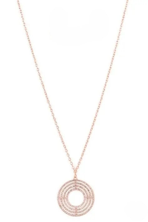Copper Circle Necklace w/ Rhinestone Accents