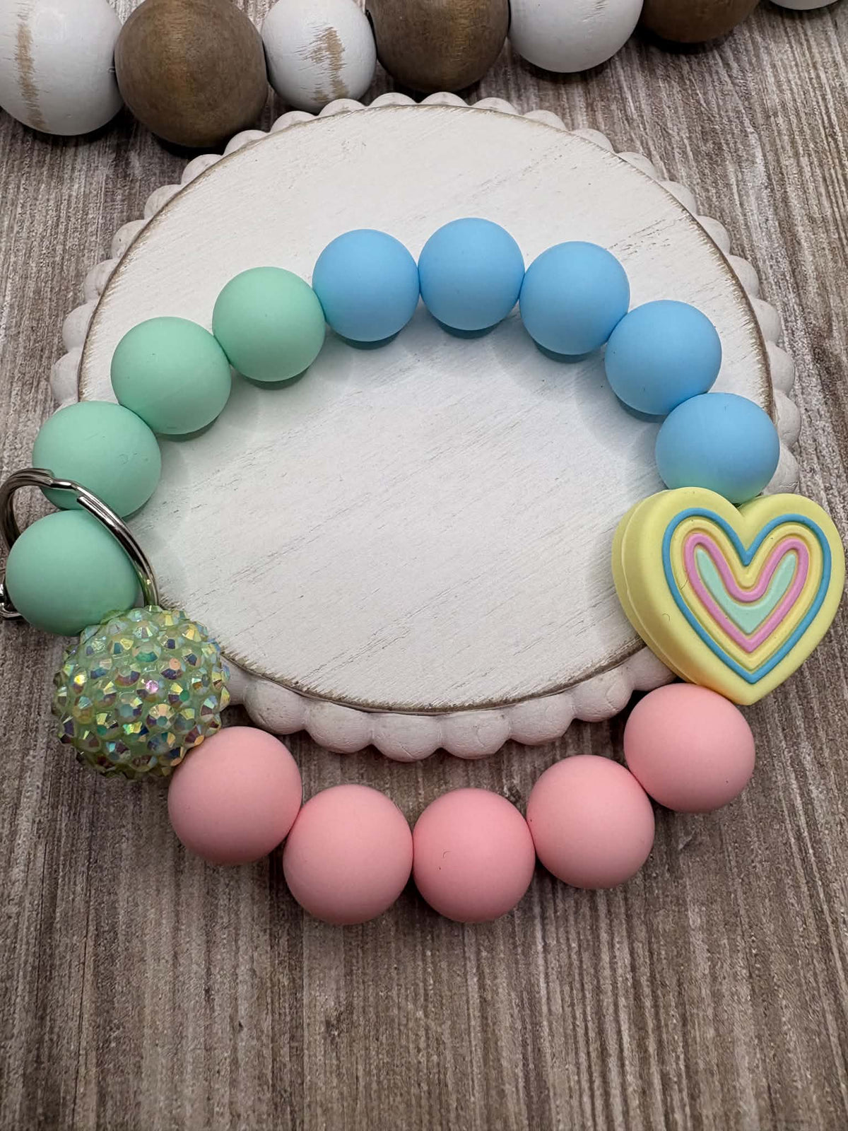 Yellow Heart Beaded Wristlet