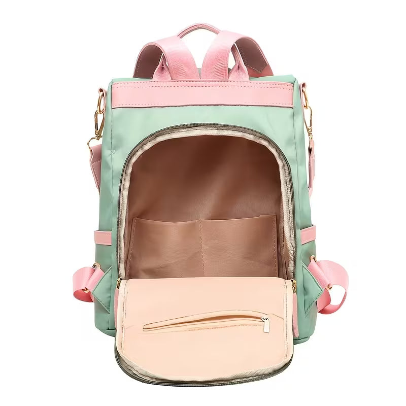 Teal & Pink Backpack Purse/Crossbody Bag