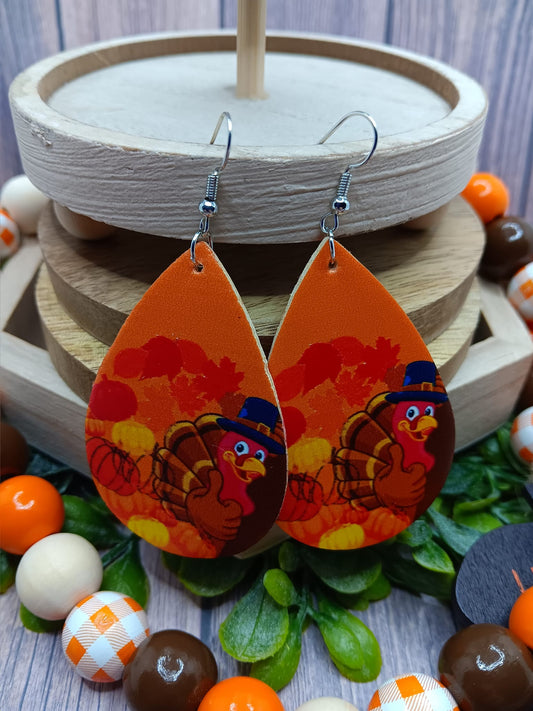 Thumbs Up Thanksgiving Turkey Earrings