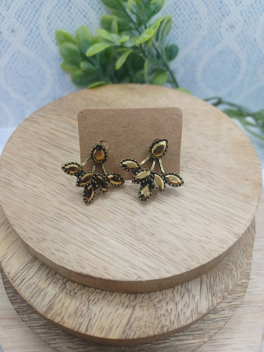 Brass Rhinestone Earrings