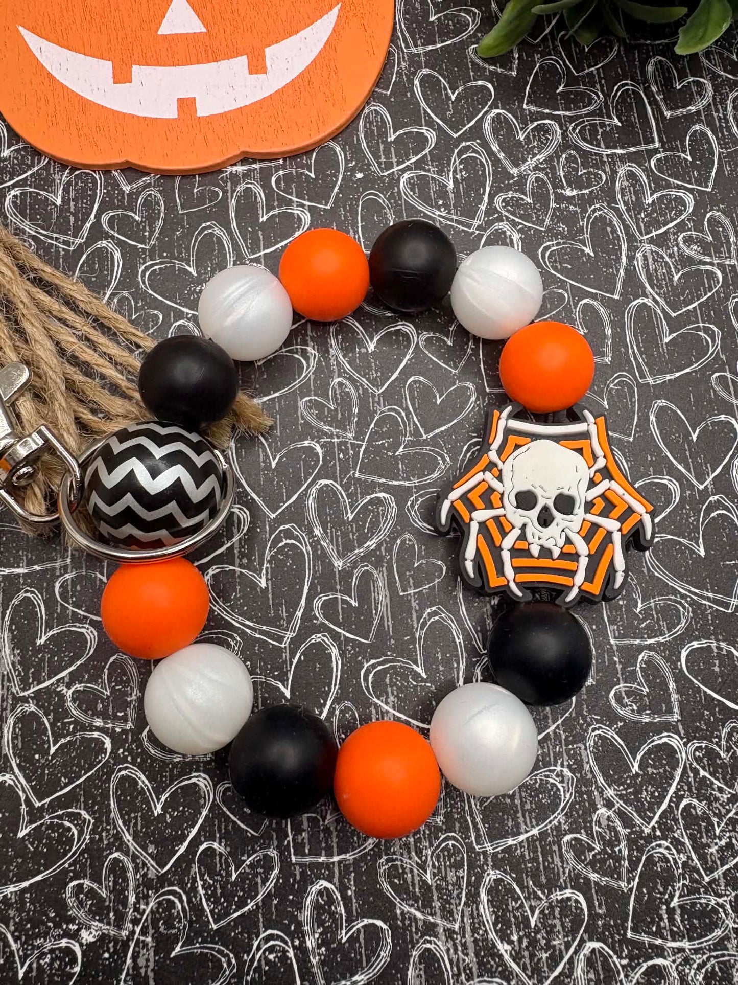 Spider & Skull Beaded Wristlet