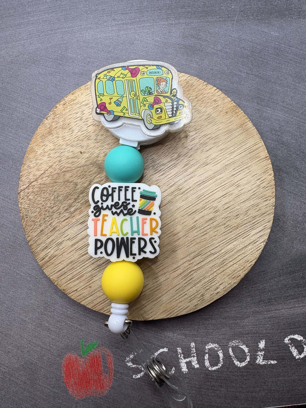 Magic School Bus Beaded Badge Reel - Teacher Powers
