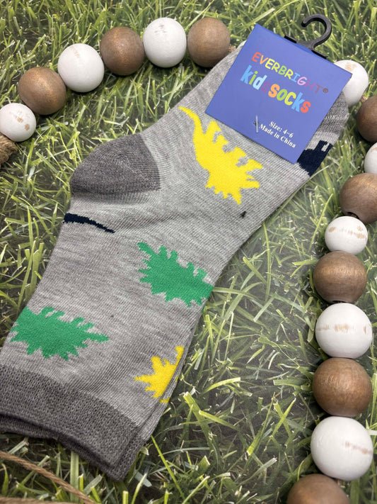 Grey Dinosaur Socks