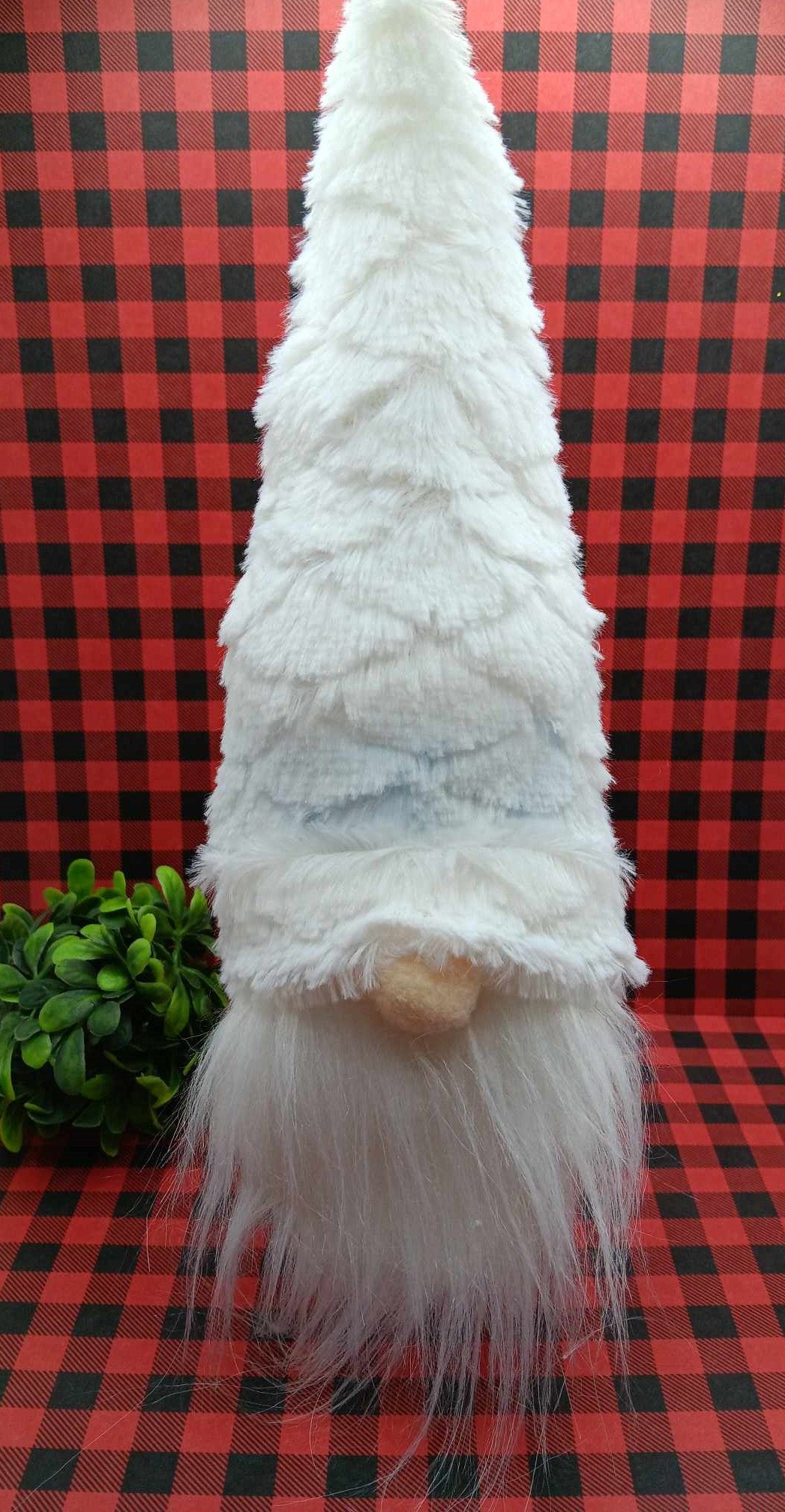 Fuzzy White Gnome Bottle Decor