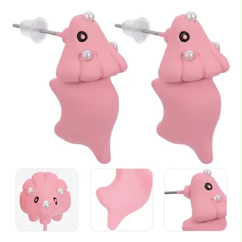 Pink Dinosaur Earrings - Triceratops