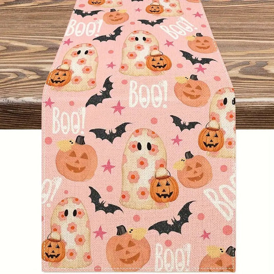 Pumpkin, Bat, & Ghost Halloween Table Runner