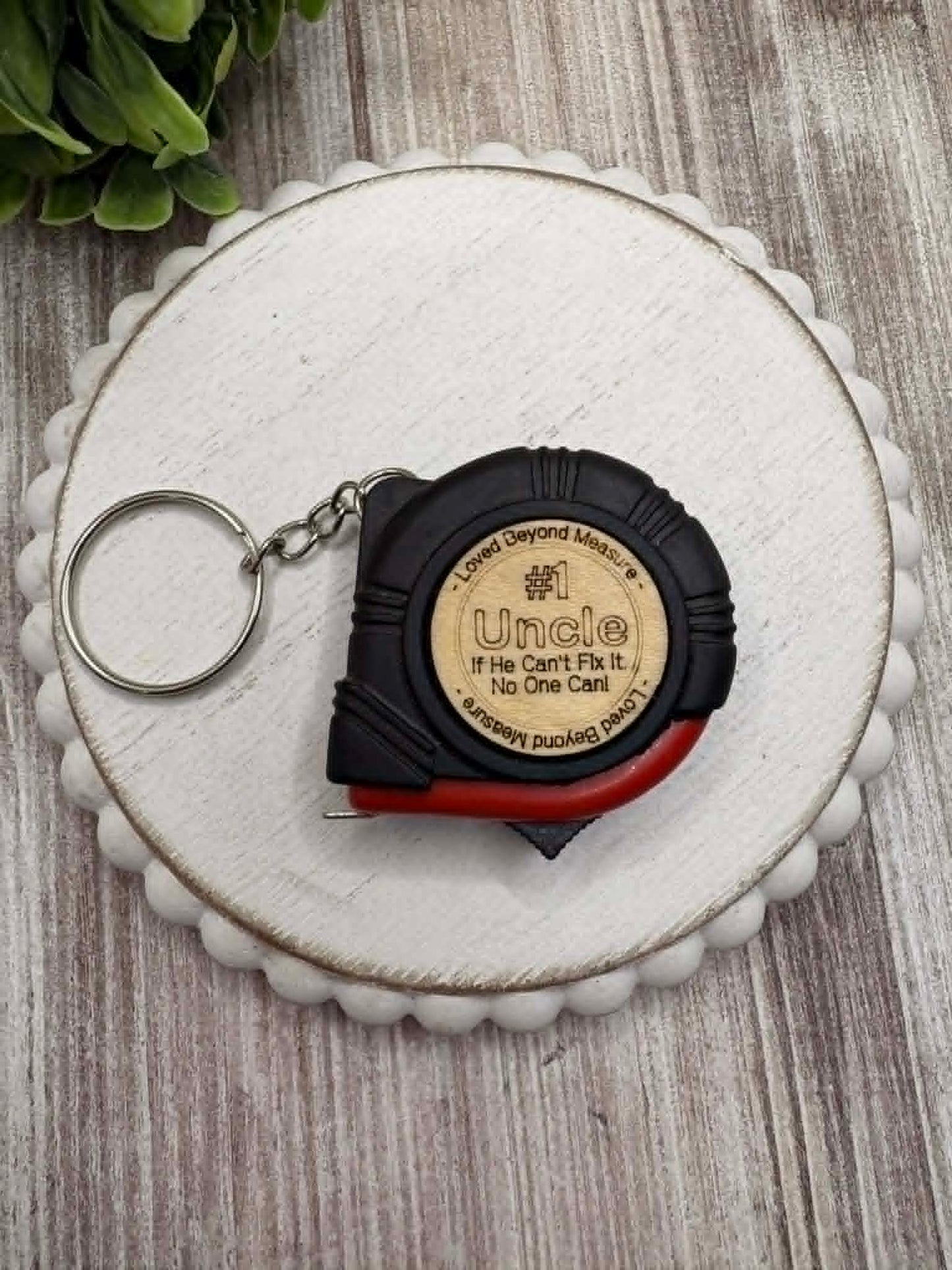 Red #1 Uncle Tape Measure Keychain