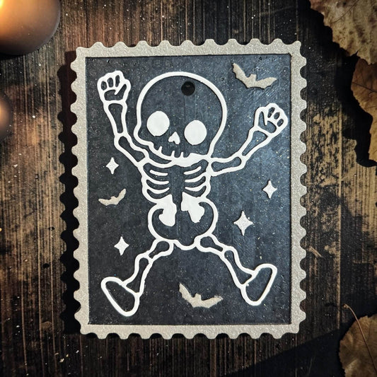 INSTOCK - Skelly Stamp Freshie - Scented in Mahogany Teakwood
