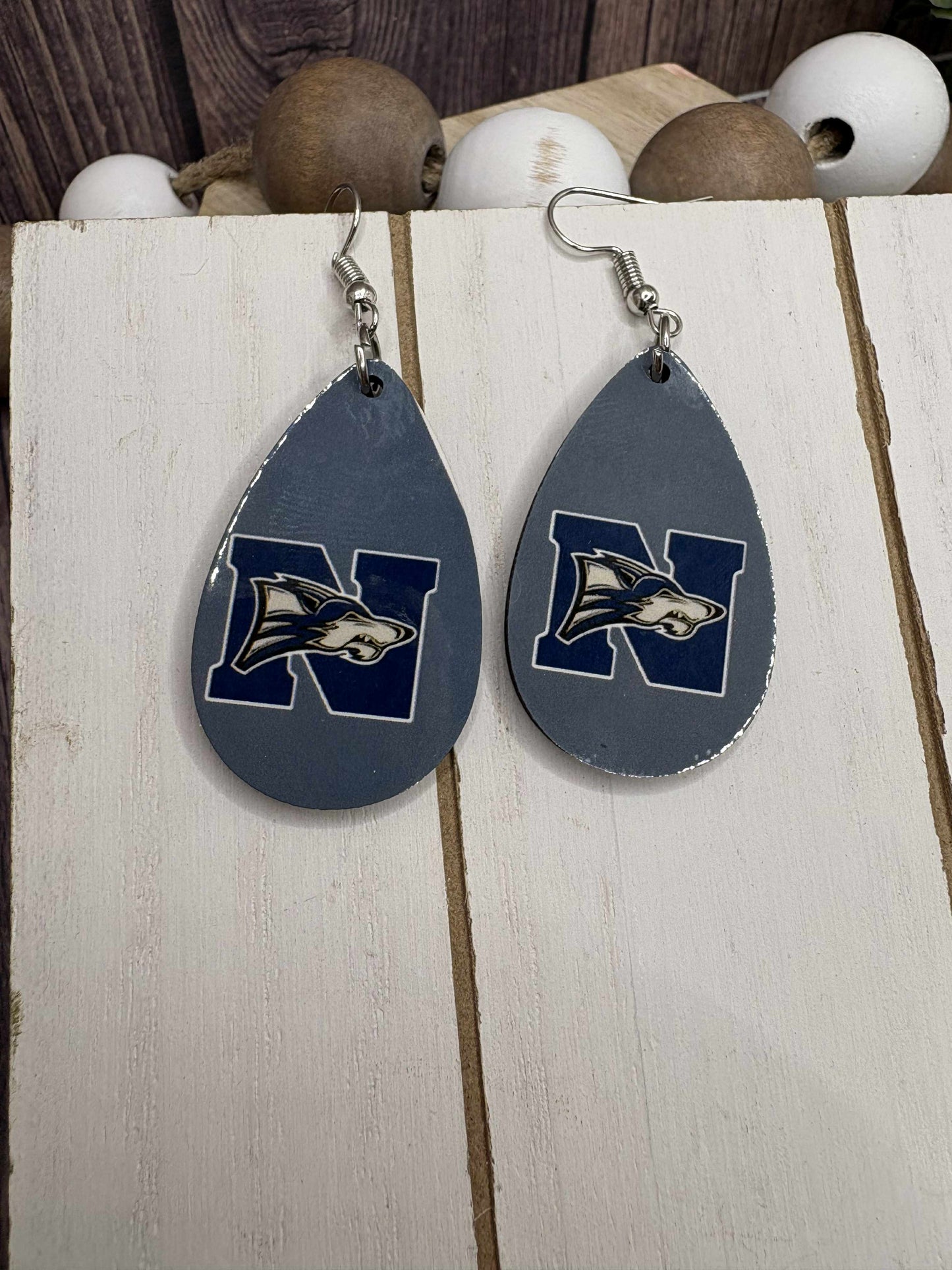 North Paulding Wolves Earrings - BLUE