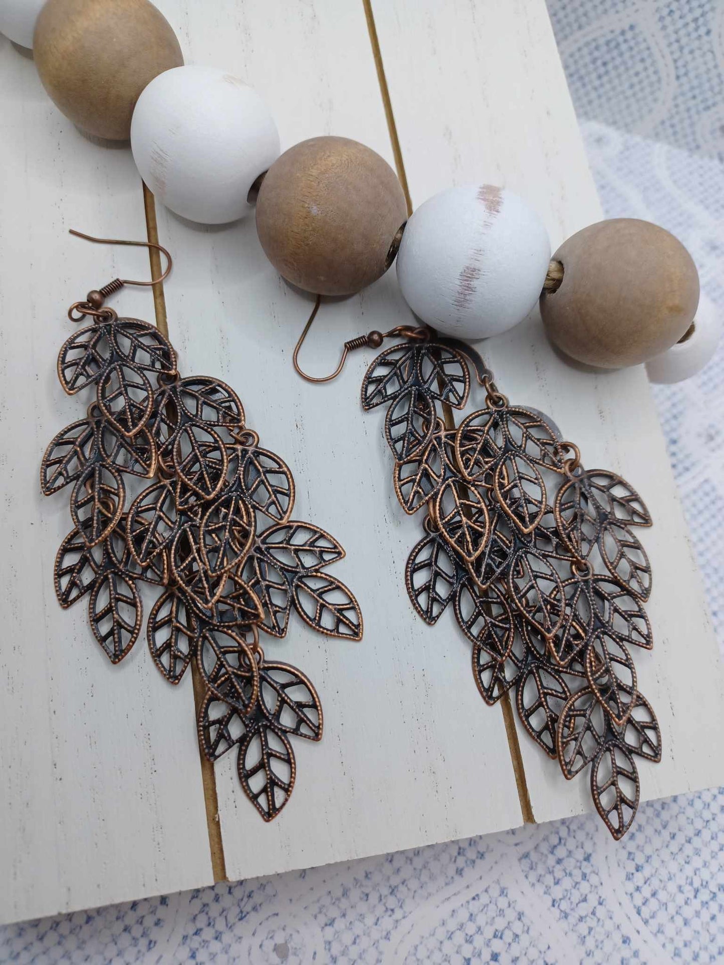 Copper Layered Leaf Style Earrings