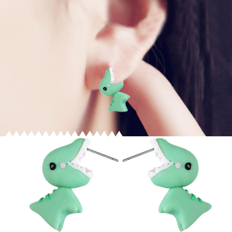 Green DInosaur Earrings - T-Rex