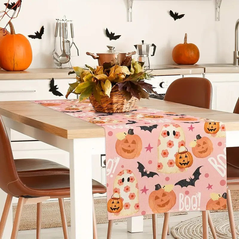 Pumpkin, Bat, & Ghost Halloween Table Runner