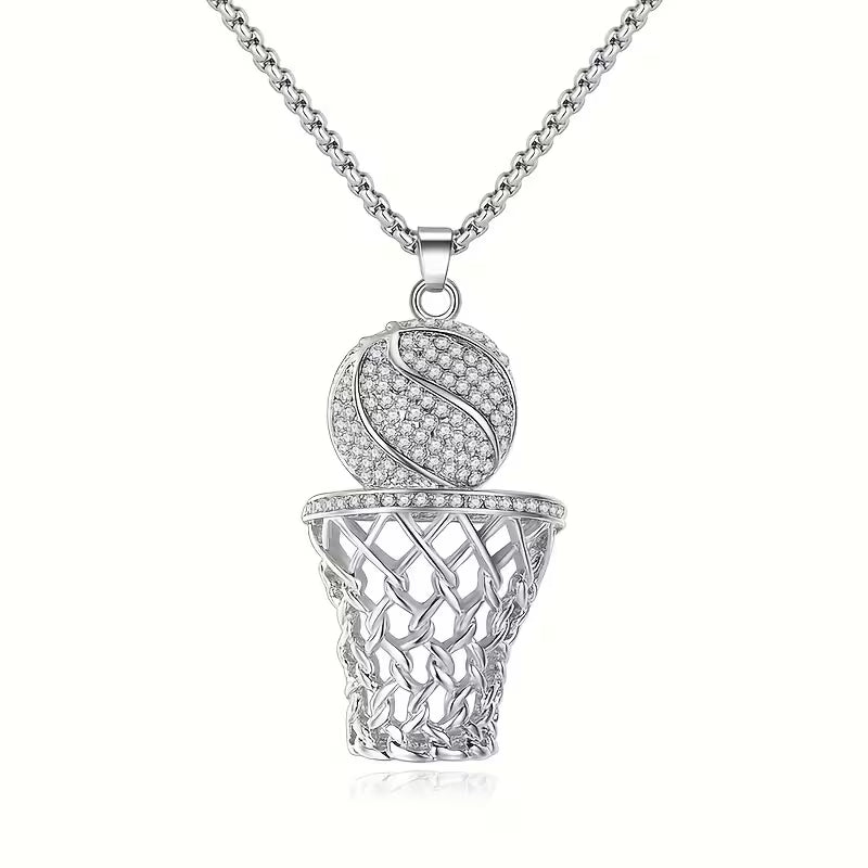 Silver Basketball Necklace