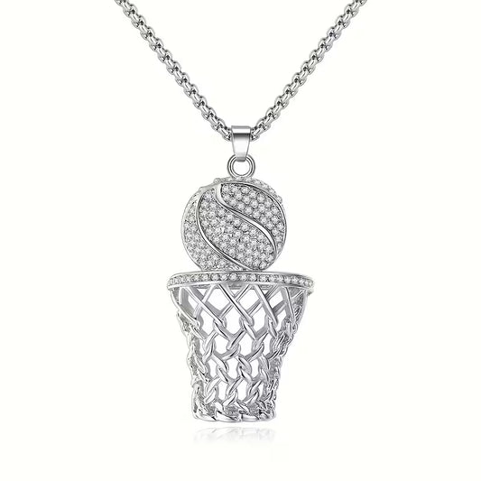 Silver Basketball Necklace