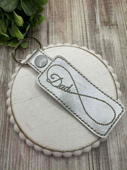 Embroidered Dad Infinity Leather Style Keychain