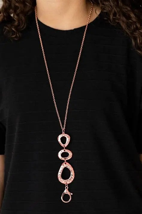 Copper Textured Necklace w/ Lanyard Attachment