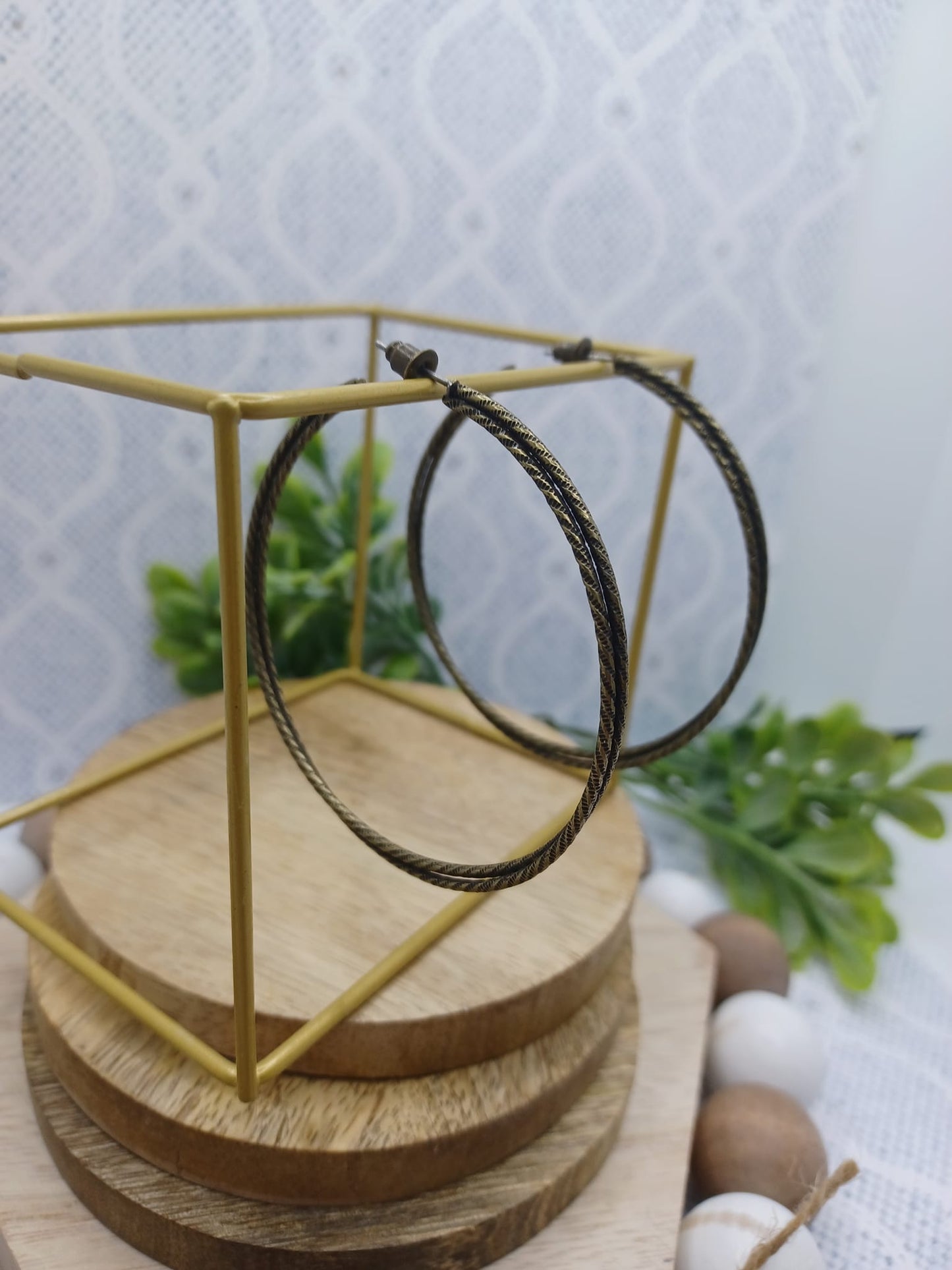 Brass Layered & Twisted Hoop Earrings