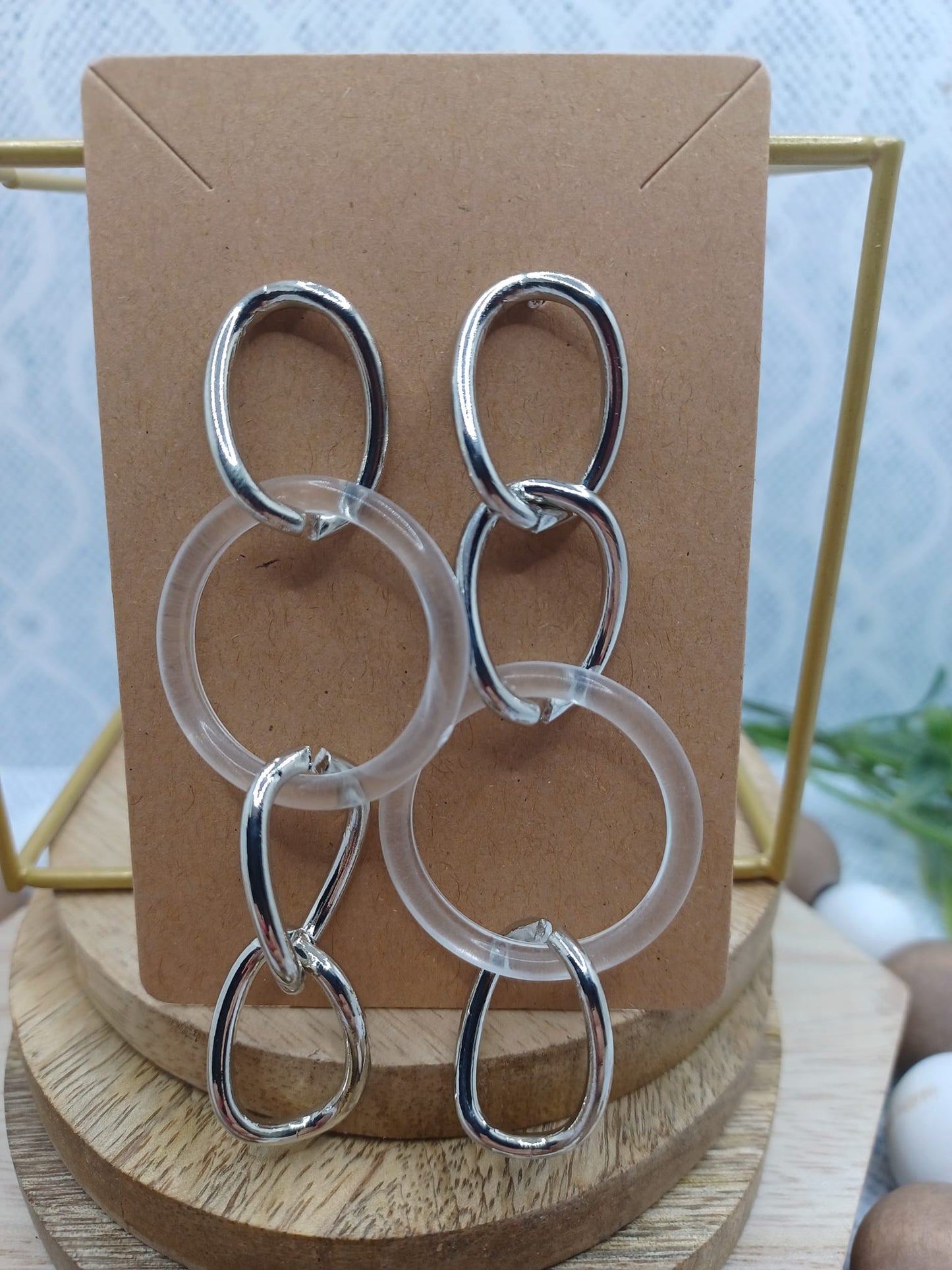Silver & Acrylic Chain Style Earrings