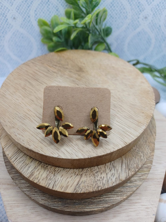 Brass Textured Rhinestone Earrings