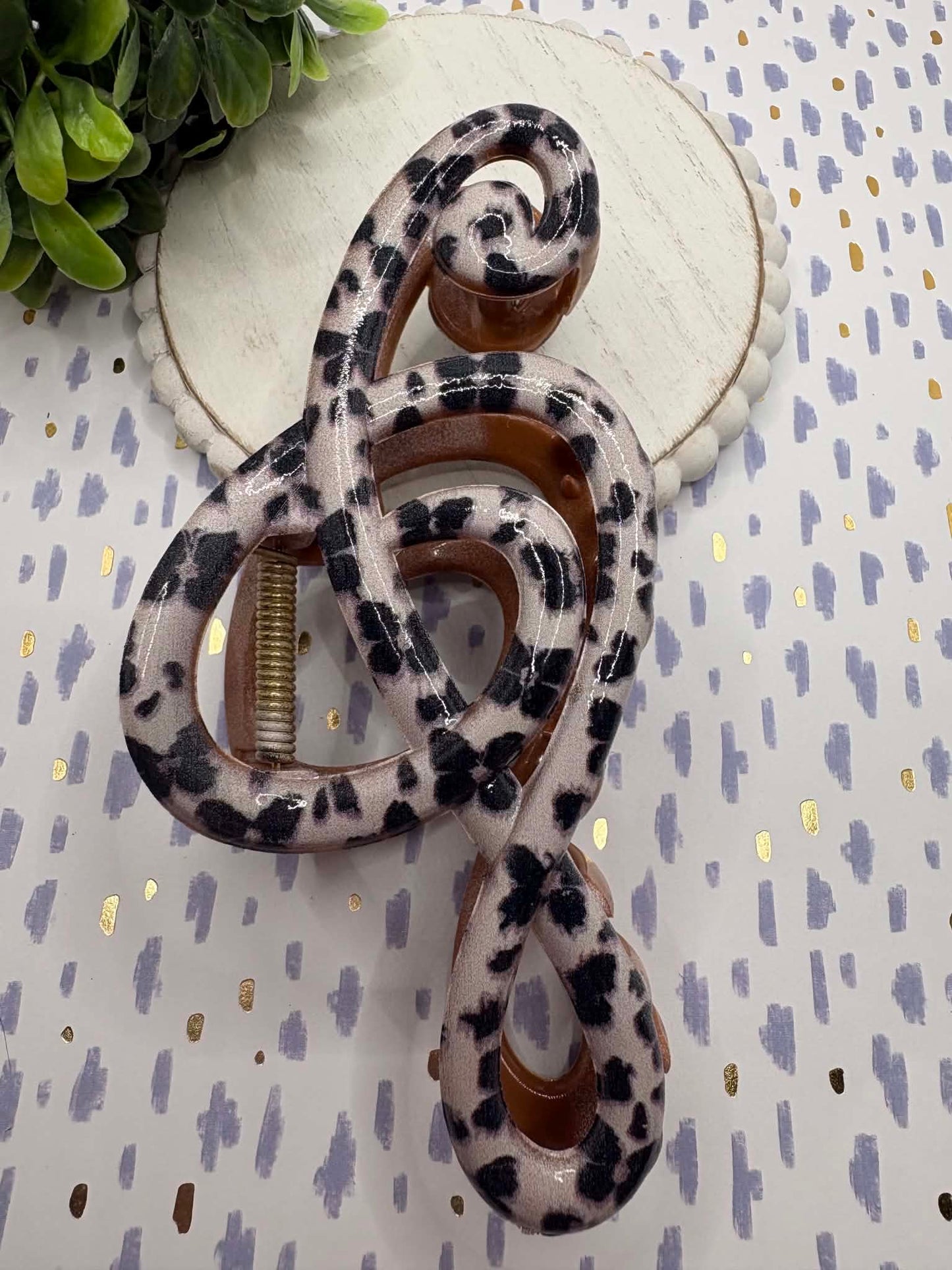 Music Note Hair Claw Clip - Light Leopard
