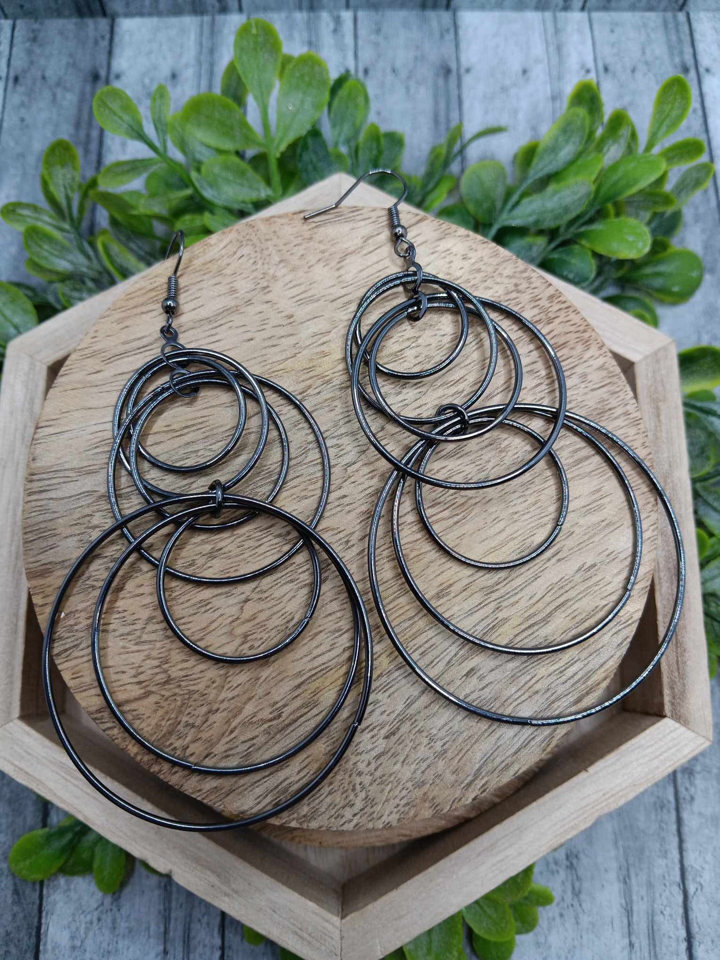 Gunmetal Circles Style Earrings