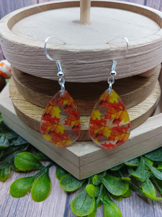 Acrylic Earrings w/ Leaves