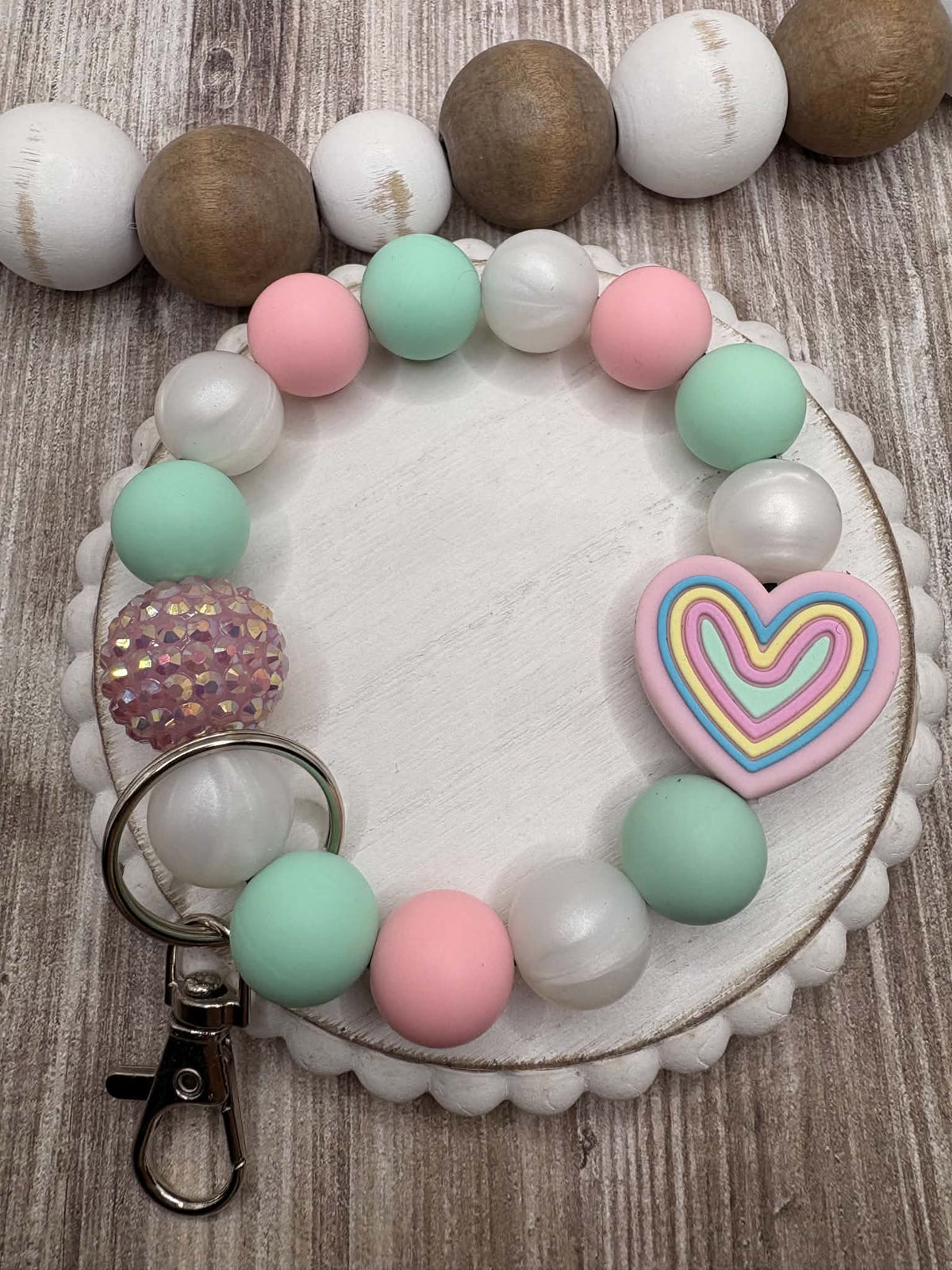 Pink Beaded Wristlet