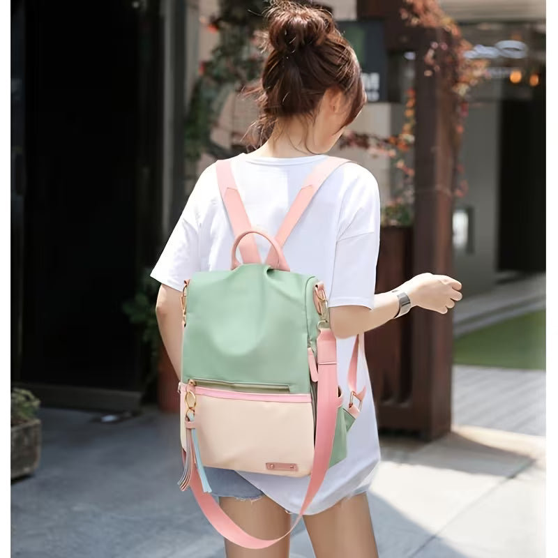 Teal & Pink Backpack Purse/Crossbody Bag