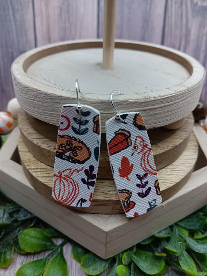 Fall Patterned Rectangular Earrings