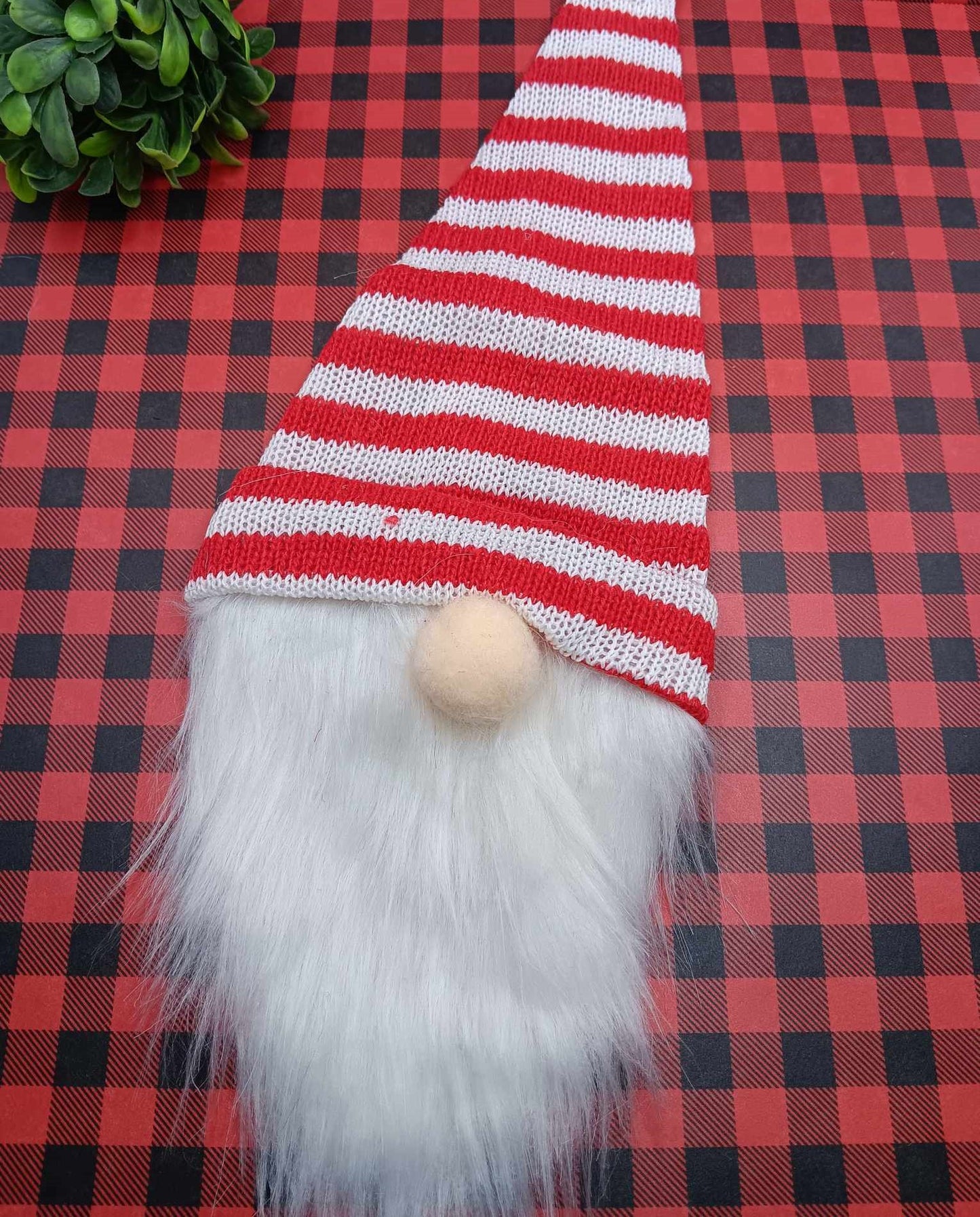 Red & White Striped Gnome Bottle Decor