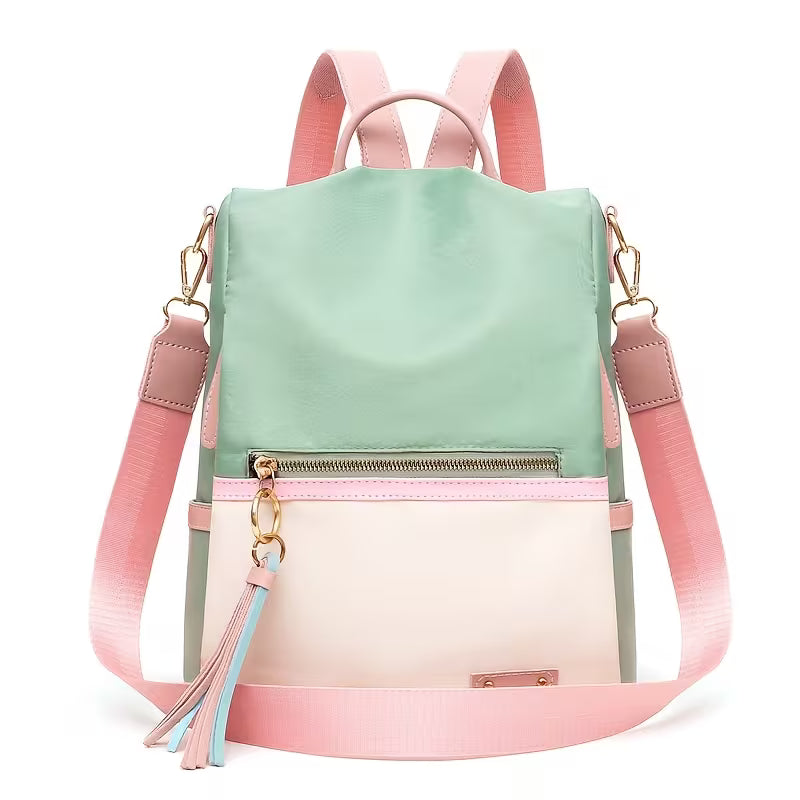 Teal & Pink Backpack Purse/Crossbody Bag