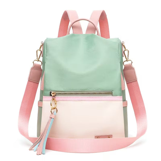Teal & Pink Backpack Purse/Crossbody Bag