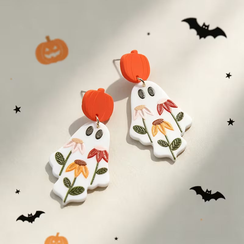 Boho Ghost Halloween Earrings