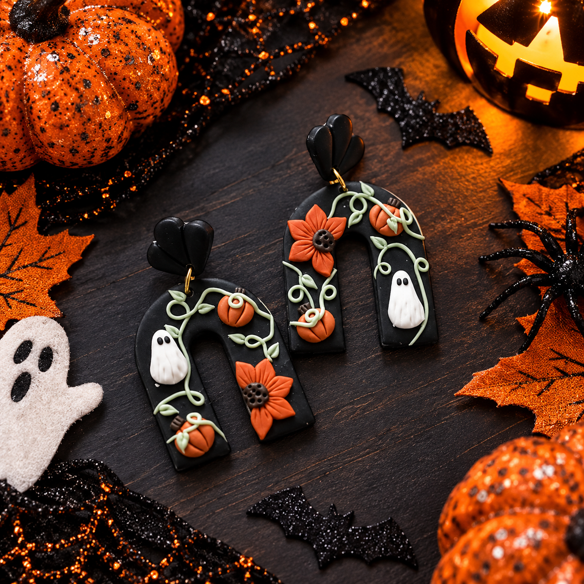 Clay Style Halloween Earrings
