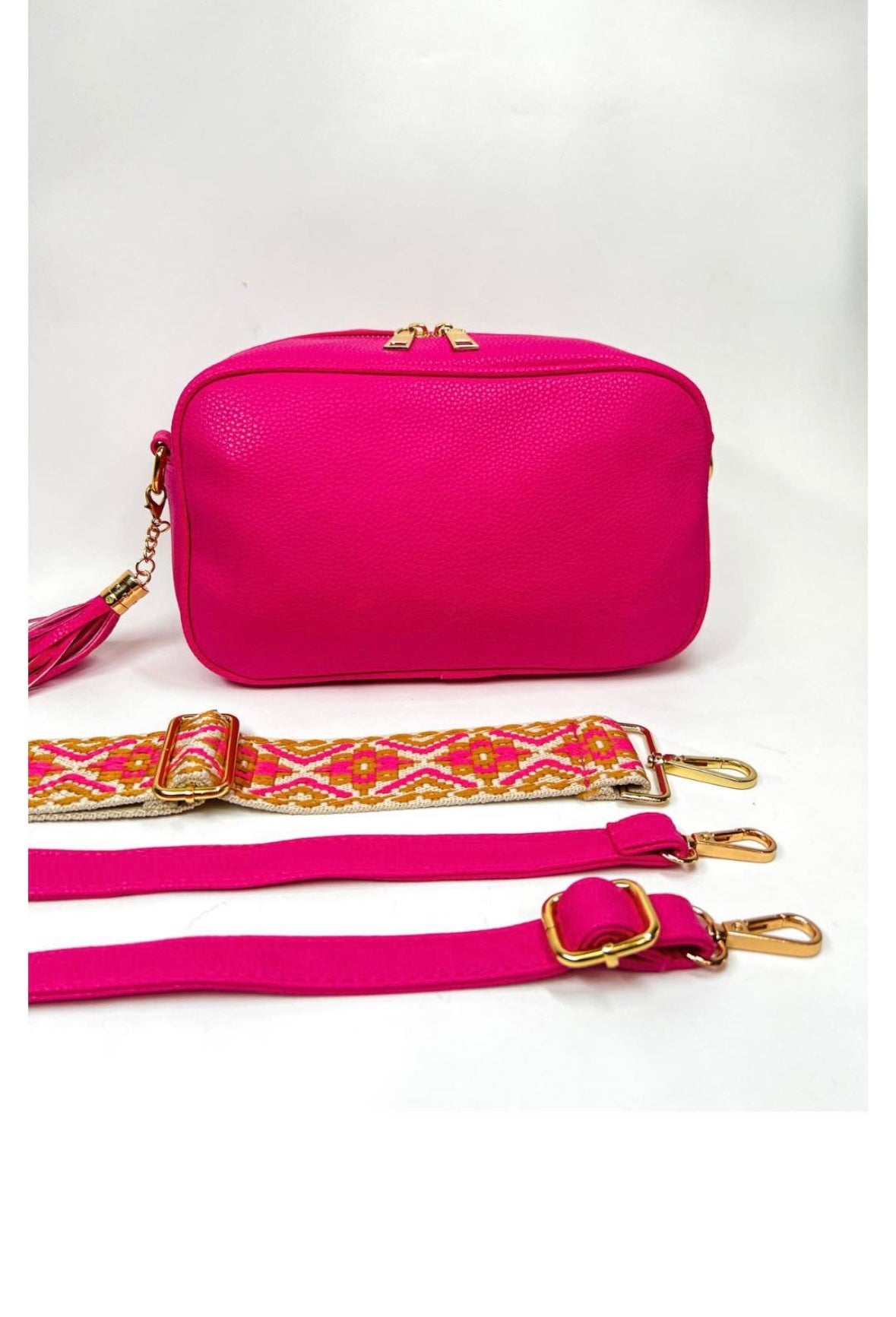 Pink Crossbody Bag w/ Quilted strap