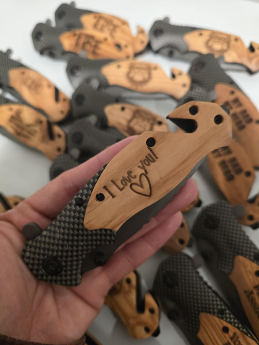 I Love You Wooden Engraved Knife